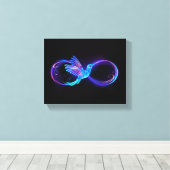 Neon Oneindigheidssymbool met Glowende Kolibrie Canvas Afdruk (Insitu (Houten vloer))
