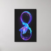 Neon Oneindigheidssymbool met Glowende Kolibrie Canvas Afdruk (Voorkant)