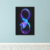 Neon Oneindigheidssymbool met Glowende Kolibrie Canvas Afdruk (Insitu (Houten vloer))