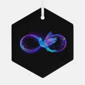 Neon Oneindigheidssymbool met Glowende Kolibrie Glas Ornament (Achterkant)