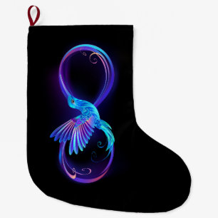 Neon Oneindigheidssymbool met Glowende Kolibrie Grote Kerstsok