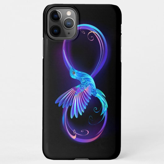 Neon Oneindigheidssymbool met Glowende Kolibrie iPhone Hoesje (Achterkant)