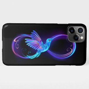 Neon Oneindigheidssymbool met Glowende Kolibrie iPhone 11Pro Max Hoesje