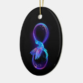 Neon Oneindigheidssymbool met Glowende Kolibrie Keramisch Ornament (Links)