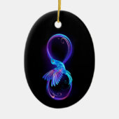 Neon Oneindigheidssymbool met Glowende Kolibrie Keramisch Ornament (Voorkant)