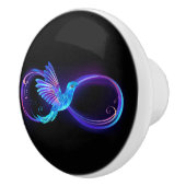 Neon Oneindigheidssymbool met Glowende Kolibrie Keramische Knop (Rechts)