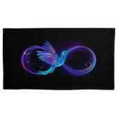 Neon Oneindigheidssymbool met Glowende Kolibrie Kussensloop (Voorkant-Links)