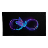 Neon Oneindigheidssymbool met Glowende Kolibrie Kussensloop (Achterkant-Rechts)