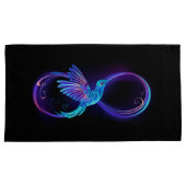 Neon Oneindigheidssymbool met Glowende Kolibrie Kussensloop (Voorkant-Rechts)