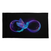 Neon Oneindigheidssymbool met Glowende Kolibrie Kussensloop (Achterkant-Links)