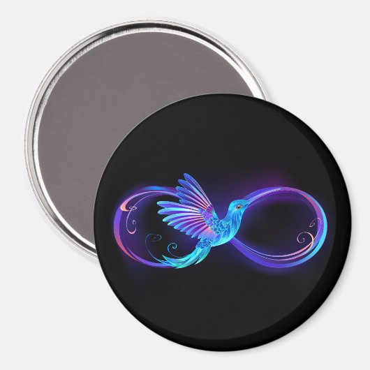 Neon Oneindigheidssymbool met Glowende Kolibrie Magneet (Voorkant / Achterkant)