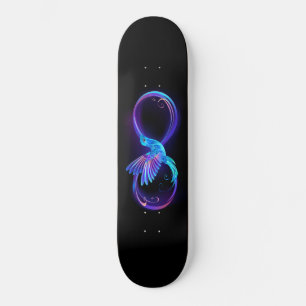 Neon Oneindigheidssymbool met Glowende Kolibrie Persoonlijk Skateboard