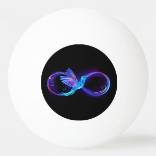 Neon Oneindigheidssymbool met Glowende Kolibrie Pingpongbal