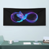 Neon Oneindigheidssymbool met Glowende Kolibrie Spandoek (Beurs)