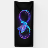 Neon Oneindigheidssymbool met Glowende Kolibrie Spandoek (Verticaal)