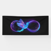 Neon Oneindigheidssymbool met Glowende Kolibrie Spandoek (Horizontaal)