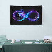 Neon Oneindigheidssymbool met Glowende Kolibrie Spandoek (Beurs)