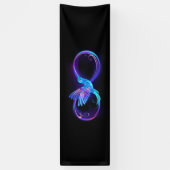 Neon Oneindigheidssymbool met Glowende Kolibrie Spandoek (Verticaal)