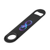 Neon Oneindigheidssymbool met Glowende Kolibrie Speed Flessenopener (Achterkant Gekanteld)