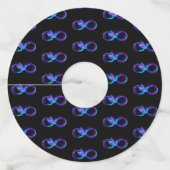 Neon Oneindigheidssymbool met Glowende Kolibrie Wijnglaslabel (Voorkant)