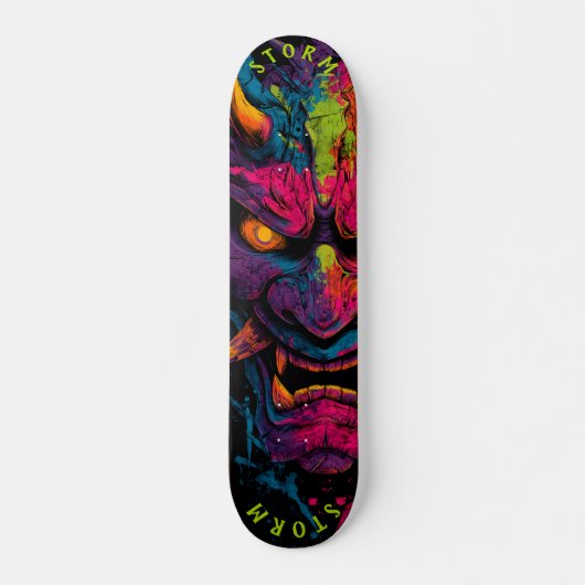 Neon Oni Mask - Limited Edition Graffiti Street Persoonlijk Skateboard (Voorkant)