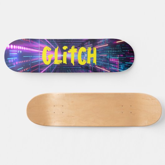 NEON ontwerp Skateboard MET GLITCH (Horizontaal)