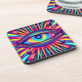Neon Oog van de Kosmos Bier Onderzetter (Linkerzijde)