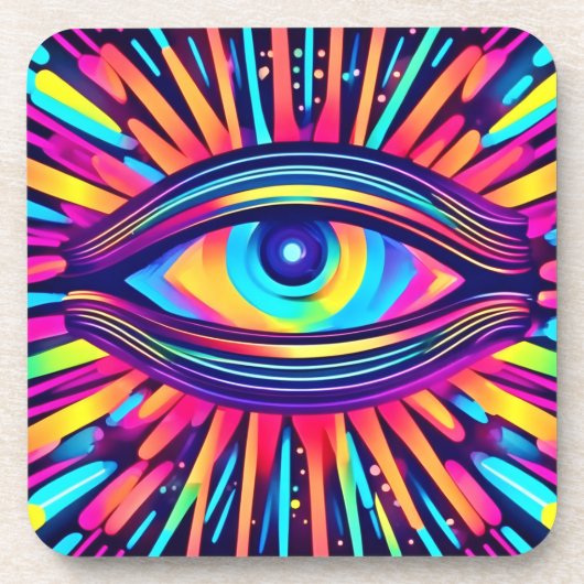 Neon Oog van de Kosmos Bier Onderzetter (Voorkant)