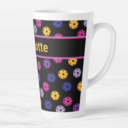 Neon op zwart pickleball, aangepaste naam latte mo latte mok (Rechts)