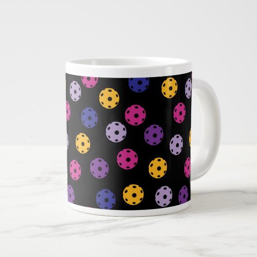 Neon op zwarte pickleball, aangepaste naam grote koffiekop (Voorkant rechts)