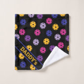 Neon op zwarte pickleball, aangepaste tekst bad handdoek (Wasdoekje)