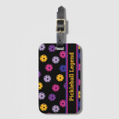 Neon op zwarte pickleball, aangepaste tekst bagagelabel (Voorkant (verticaal))