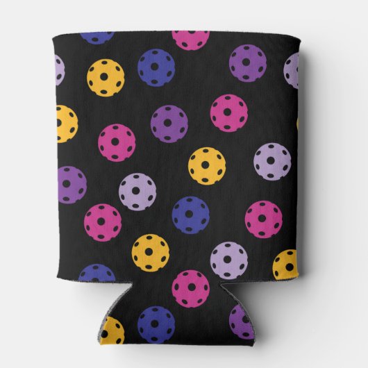 Neon op zwarte pickleball, aangepaste tekst blikjeskoeler (Achterkant)