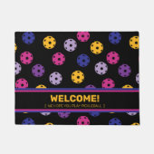 Neon op zwarte pickleball, aangepaste tekst deurmat (Voorkant)