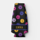 Neon op zwarte pickleball, aangepaste tekst flesjeskoeler (Voorkant)