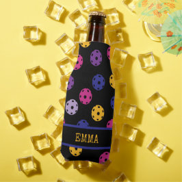 Neon op zwarte pickleball, aangepaste tekst flesjeskoeler