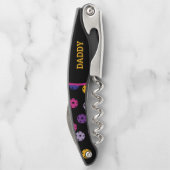 Neon op zwarte pickleball, aangepaste tekst kurkentrekker (Achterkant)