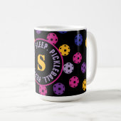 Neon op zwarte pickleball, met initiaal  koffiemok (Voorkant rechts)