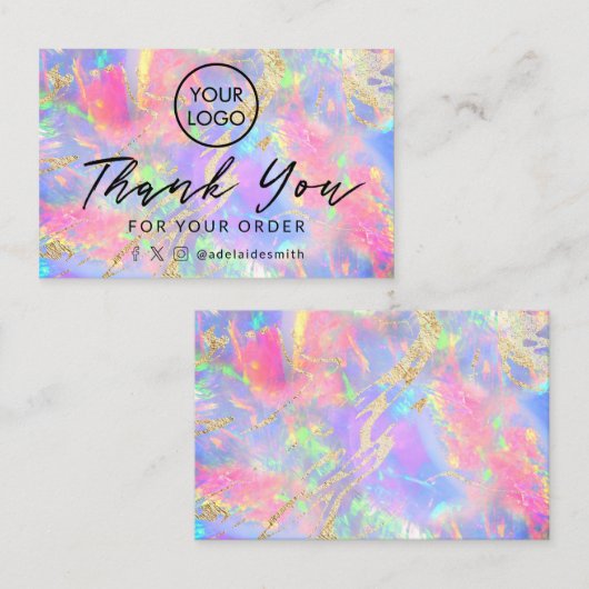 Neon opal achtergrond bedankje visitekaartje (Voorkant / Achterkant)