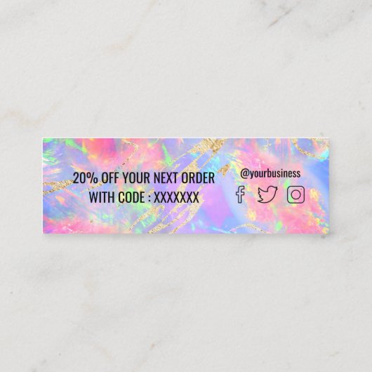 Neon opal achtergrond mini visitekaartje (Achterkant)