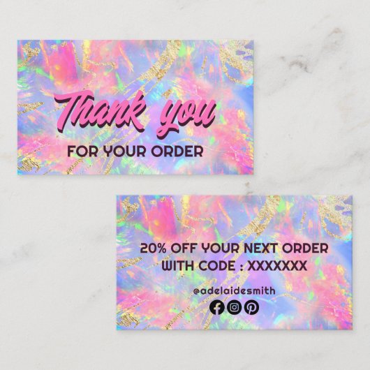 Neon Opal Dank u visitekaartje (Voorkant / Achterkant)