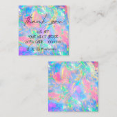 neon opal dank u voor uw bestellingsplek vierkante visitekaartje (Voorkant / Achterkant)