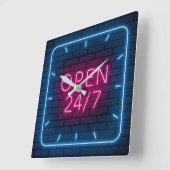 Neon Open Sign Square Wall klok (Hoek)