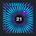 Neon Optical Illusion 21st Birthday Party Kaart<br><div class="desc">Optisch ontwerp voor hedendaagse neonillusie vortex op zwart met een paarse ballon voor de 21ste verjaardag</div>