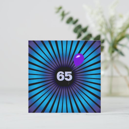 Neon Optical Illusion 65th Birthday Party Kaart (Staand voorkant)