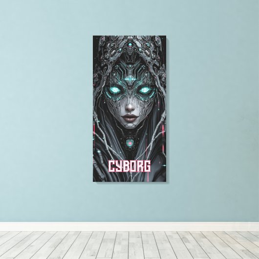 Neon Oracle Cyborg Canvas Afdruk (Insitu (Houten vloer))