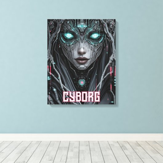 Neon Oracle Cyborg Canvas Afdruk (Insitu (Houten vloer))