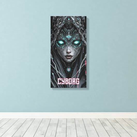 Neon Oracle Cyborg Canvas Afdruk (Insitu (Houten vloer))