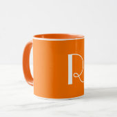 Neon Orange Monogram Unisex Mok (Voorkant links)