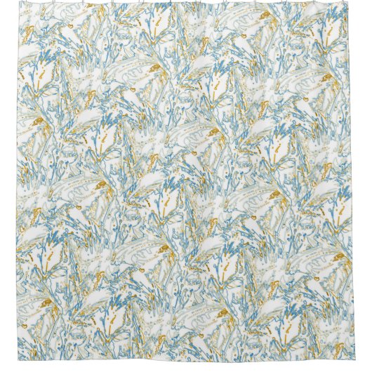 Neon Orange Yellow Blue Curvy Line Pattern -COOL Douchegordijn (Voorkant)